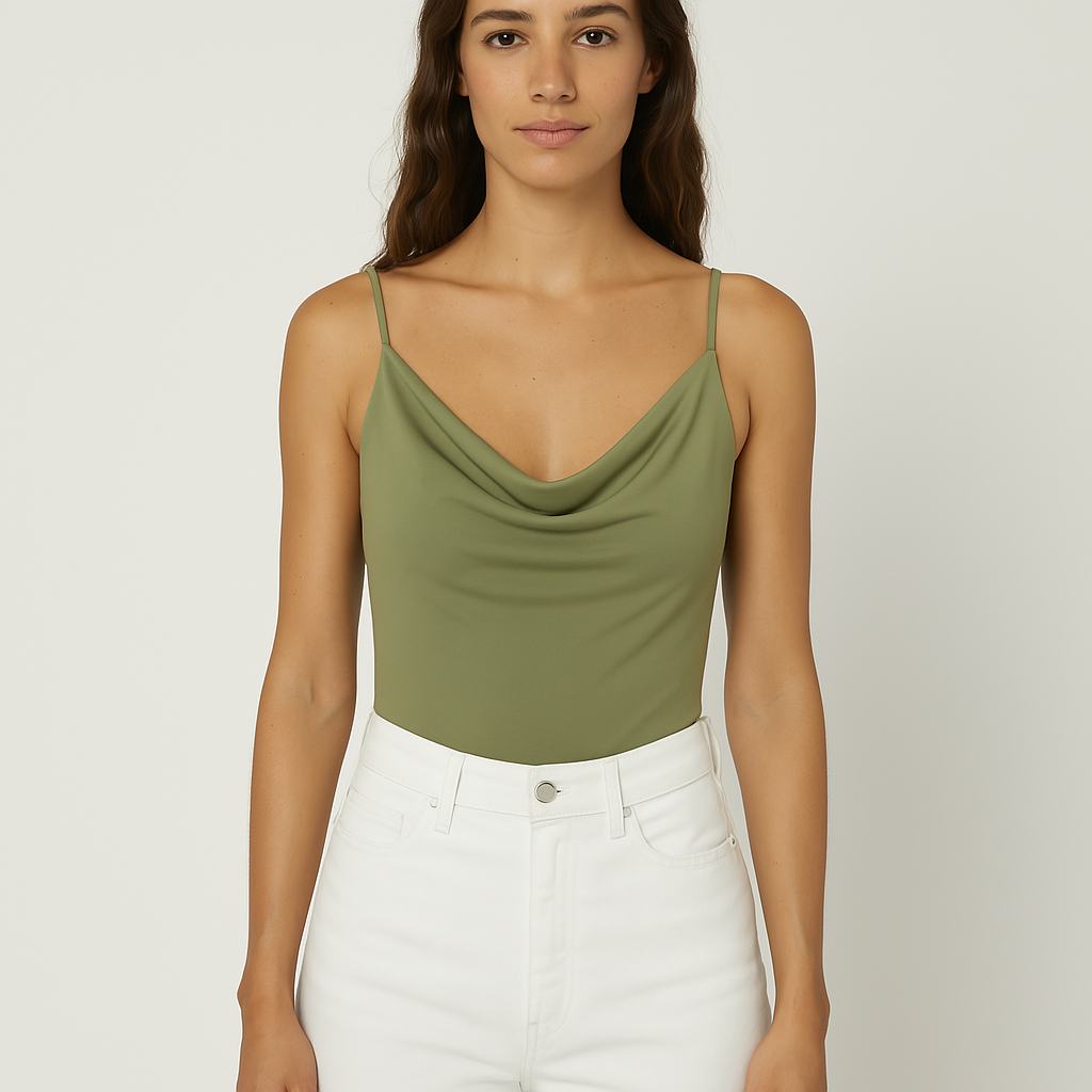 The Soft Drape Bodysuit – Light Khaki