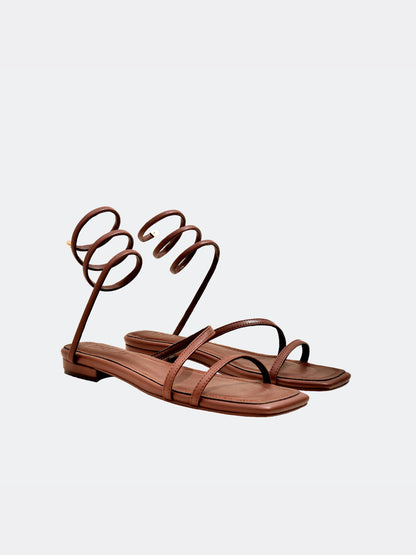 Spiral Flat Sandal Brown for women - UAE 
